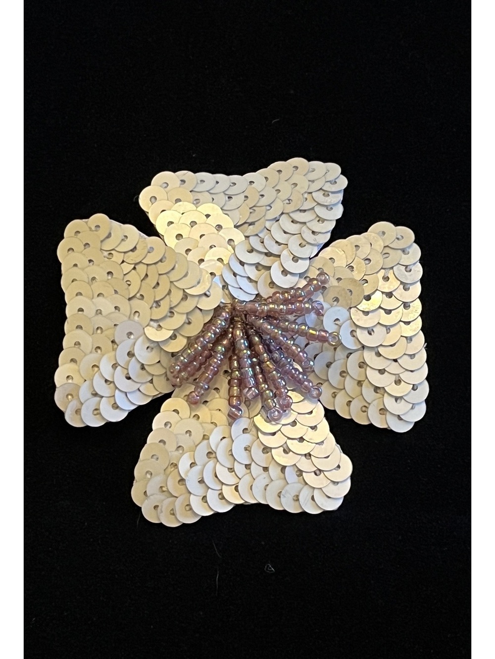 Vintage Sequin and Beaded Flower Brooch Pin